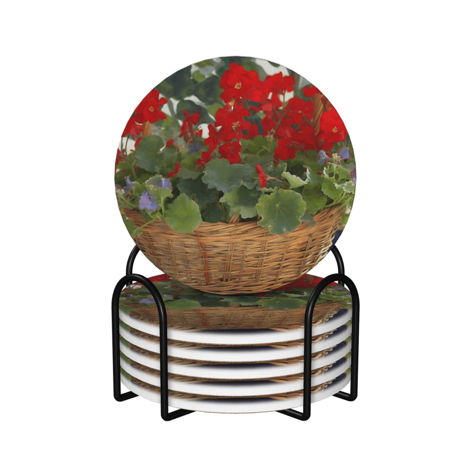 Dessous de verre céramique géranium pour sublimer vos apéritifs et tables de jardin