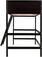 Vista 6 de SOFTSEA Cama tipo loft de tamaño individual con escalera, cama alta de madera tamaño individual con barandilla para niños, adolescentes y jóvenes
