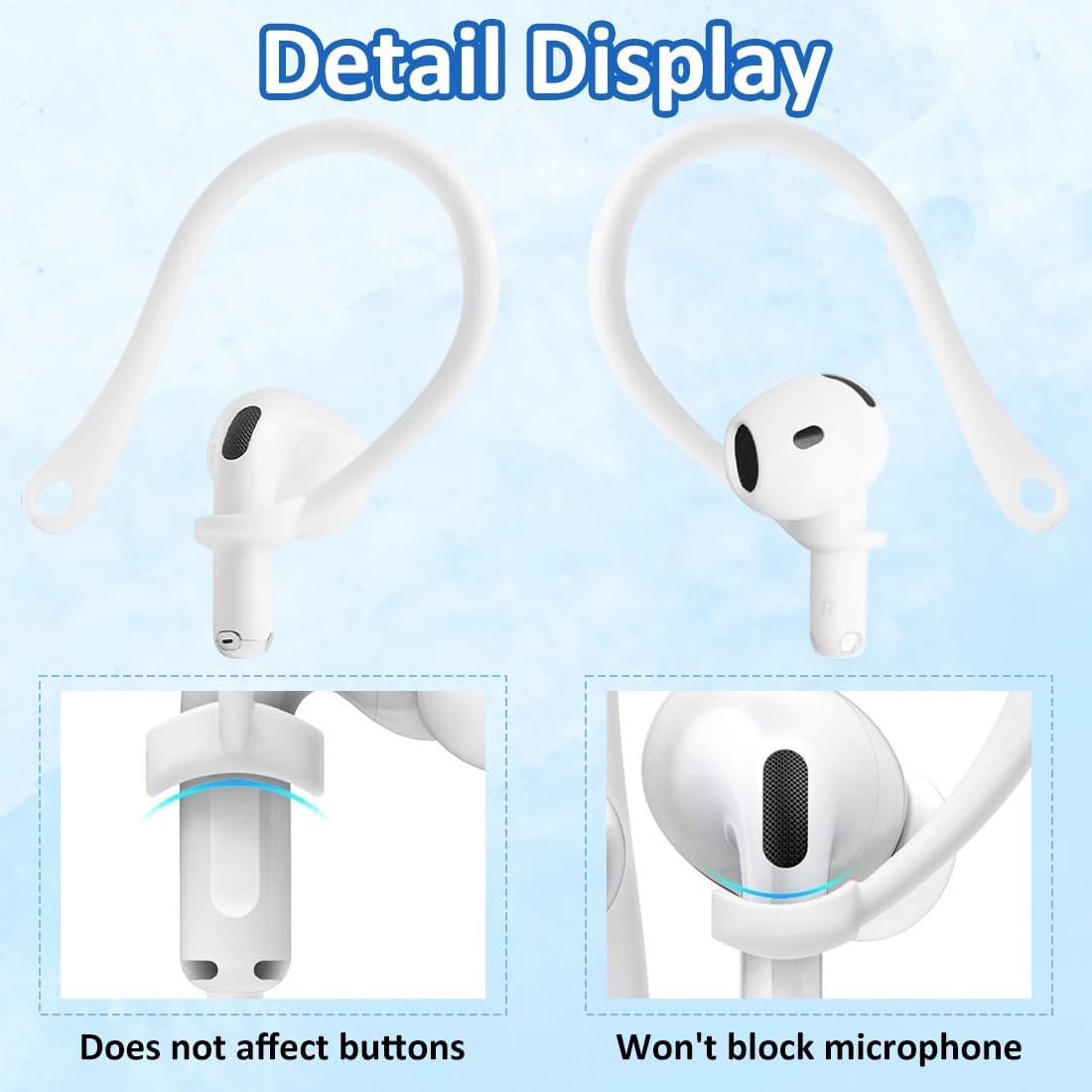 Ganci per cuffie, 4 paia di supporti a gancio per AirPods, supporti per cuffie, accessori di sicurezza per cuffie, accessori per cuffie, adatti per AirPods 3 e AirPods 4.
