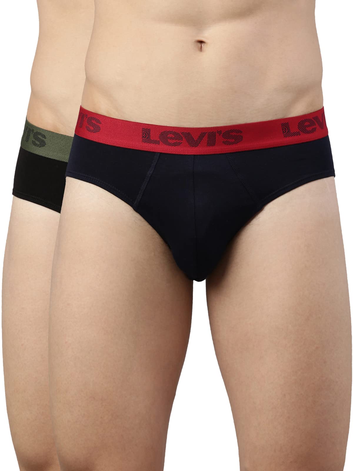 Levi's066 Men's Cotton Solid Brief - Mid Rise, Outer Elastic Waistband (Pack of 2)