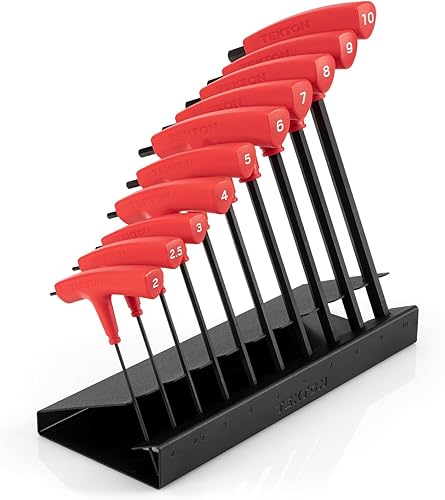TEKTON Juego de llaves hexagonales con mango en T con soporte, 10 piezas (0.079-0.394 in) KTX92201