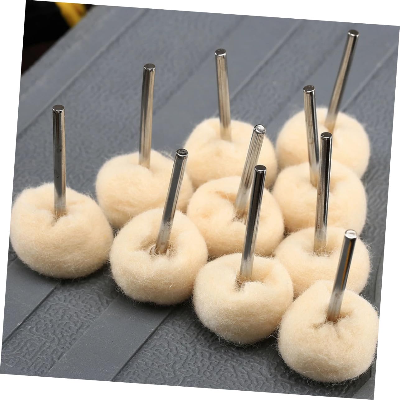 LIFKOME 10Pcs Wool Polishing Wheel for Deep Buffing for Non Surfaces Abrasive Brush Heads for Rotary Drill Accessories