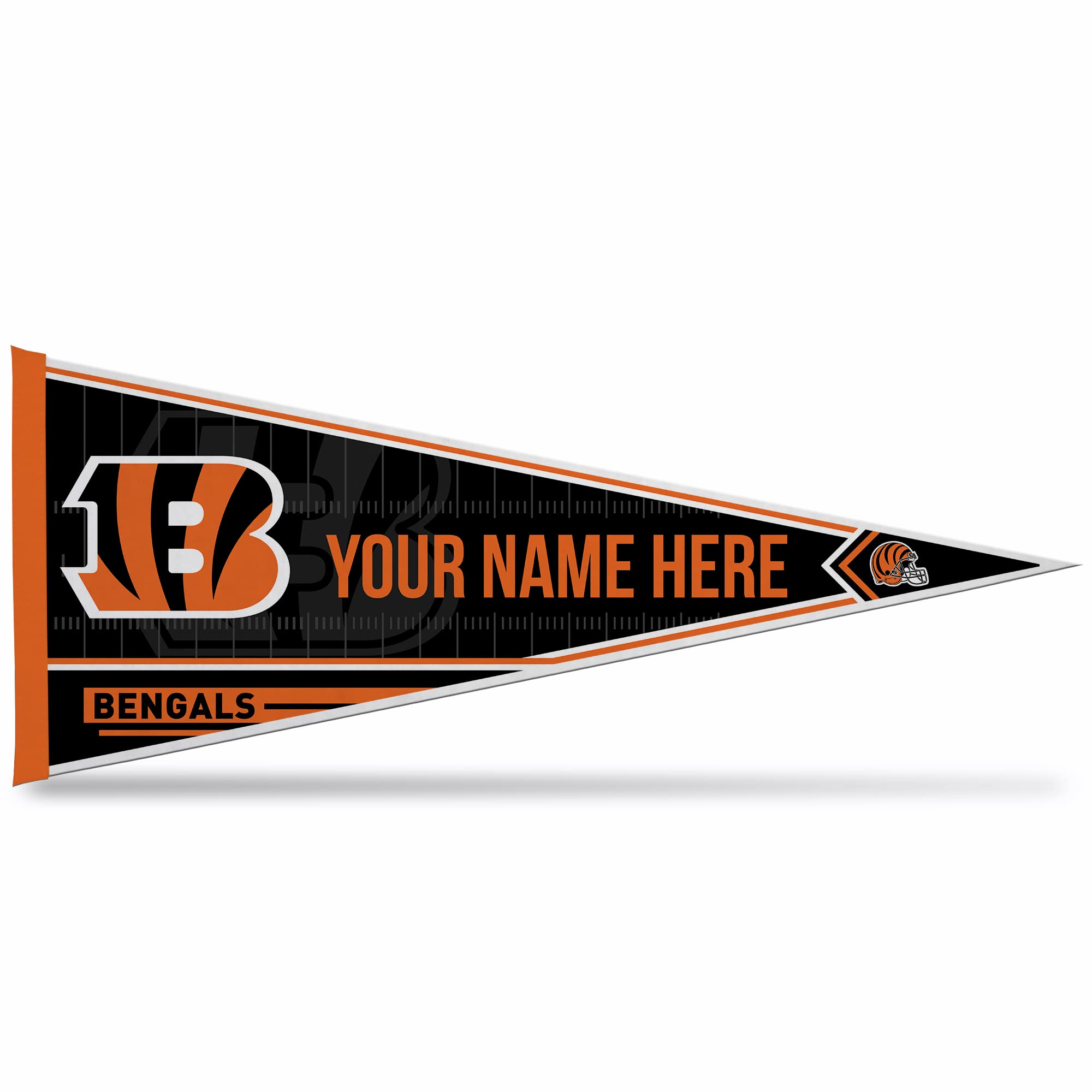 Rico Industries NFL Football Cincinnati Bengals Personalized - Custom 12" x 30" Soft Felt Pennant - EZ to Hang