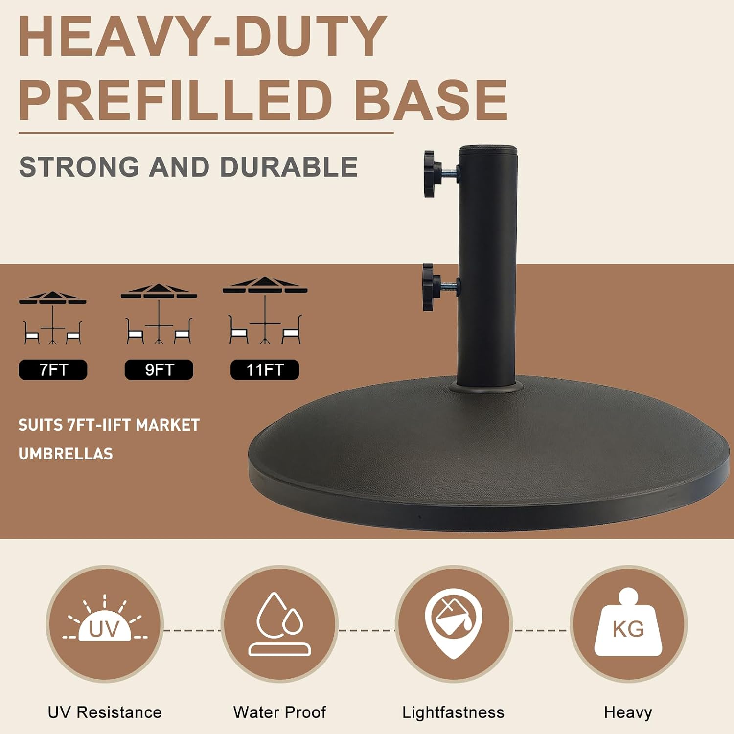 T&Jero 33 lb Round Heavy Duty Prefilled Patio Outdoor Market Umbrella Base Stand Weight for Outdoor, Black
