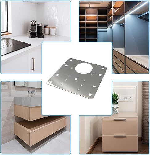 Miniatura 2 de 4 piezas de placa de reparación de bisagras, acero inoxidable, para fijar la placa lateral de bisagra, pieza de reparación con tornillos de montaje