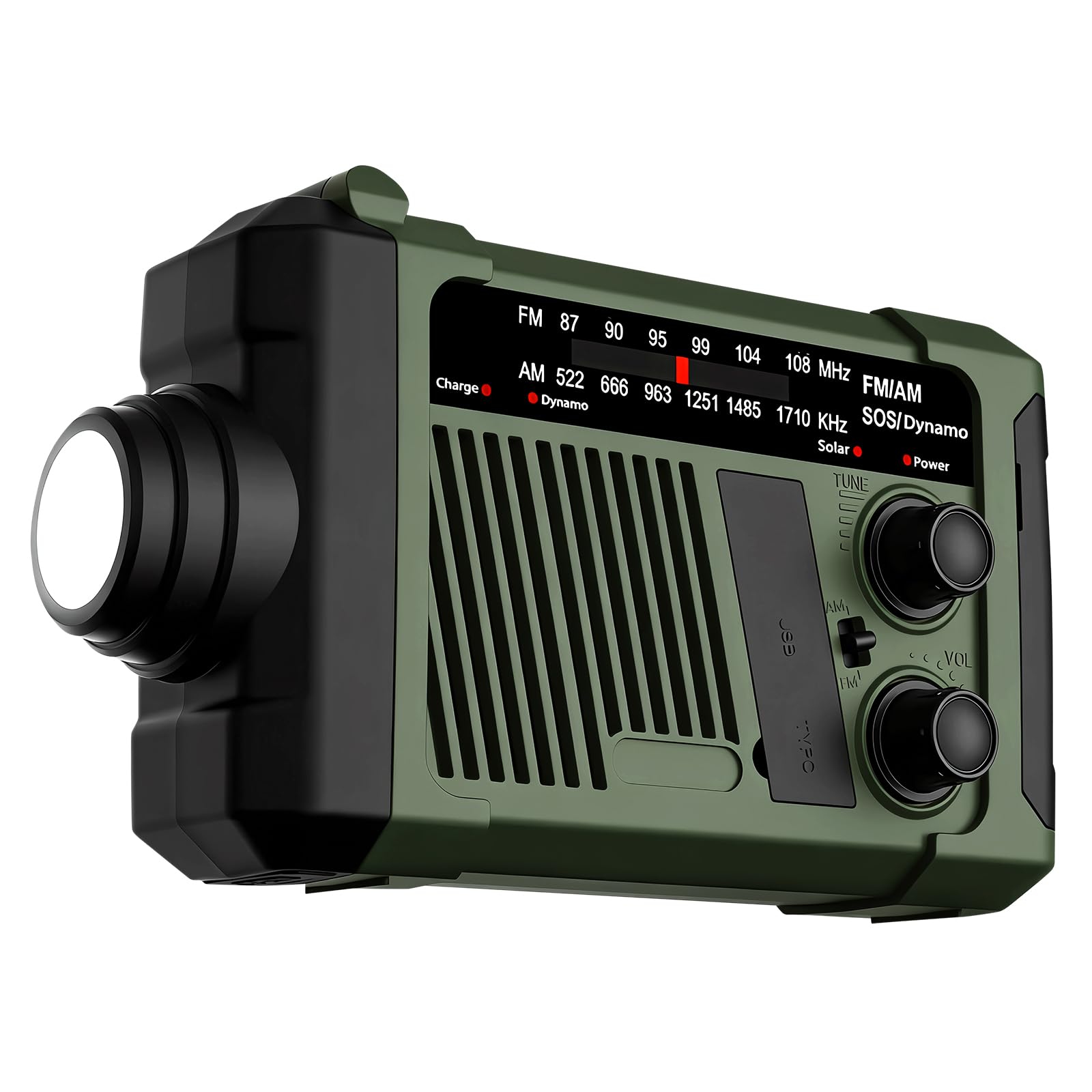 Radio d'urgence à manivelle, radio météo NOAA avec radio AM/FM, solaire/manivelle, fonctionne avec piles, lampe de poche LED pour intérieur et extérieur