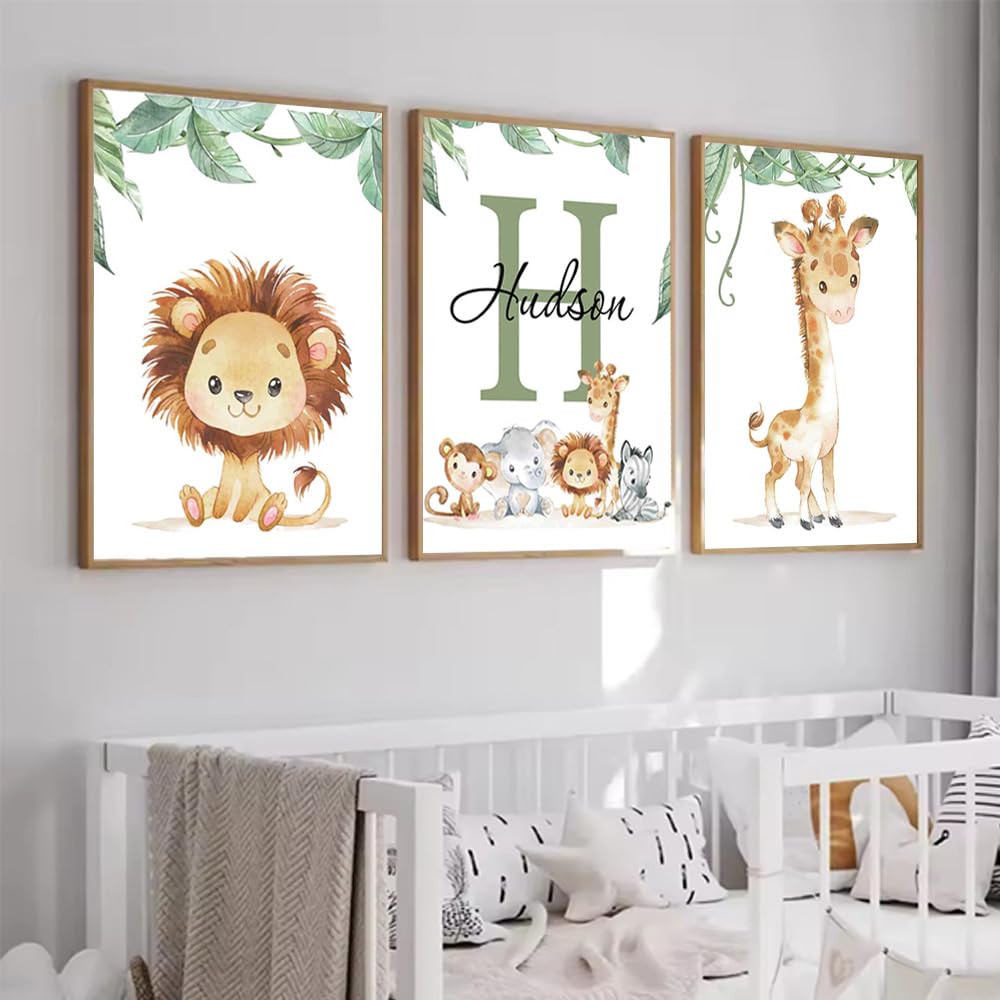 3 Laminas Personalizadas Bebe 30X40CM Cuadro Animales Infantil Poster Habitacion Niño Lienzo Infantiles Para Habitacion Laminas Animales Salvajes Cuadros Decorativos Niños sin Marco