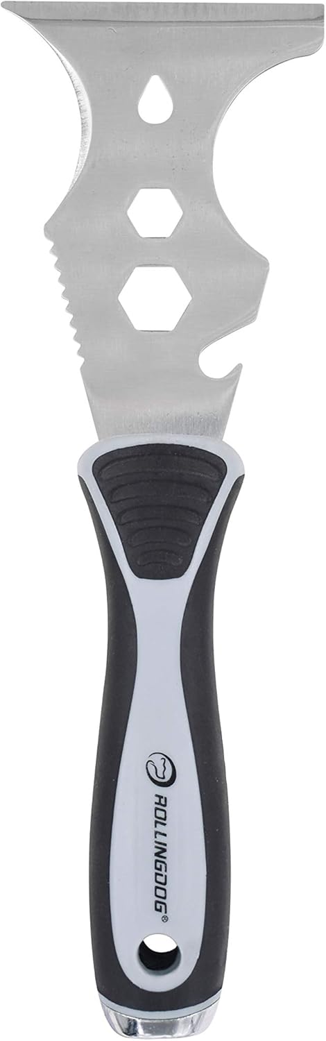 ROLLINGDOG 12 in 1 Painters Tools - 3 Inch Stanless Steel Paint Scraper Putty Knife Hammer Head Soft Grip Handle Paint Remover