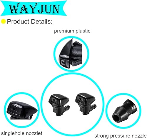 Miniatura 2 de WayJun 85381-AE020 - Boquilla de lavado de chorro de agua para parabrisas (juego de 2) para Toyota Sienna 2003-2010 2004-2008 Solara