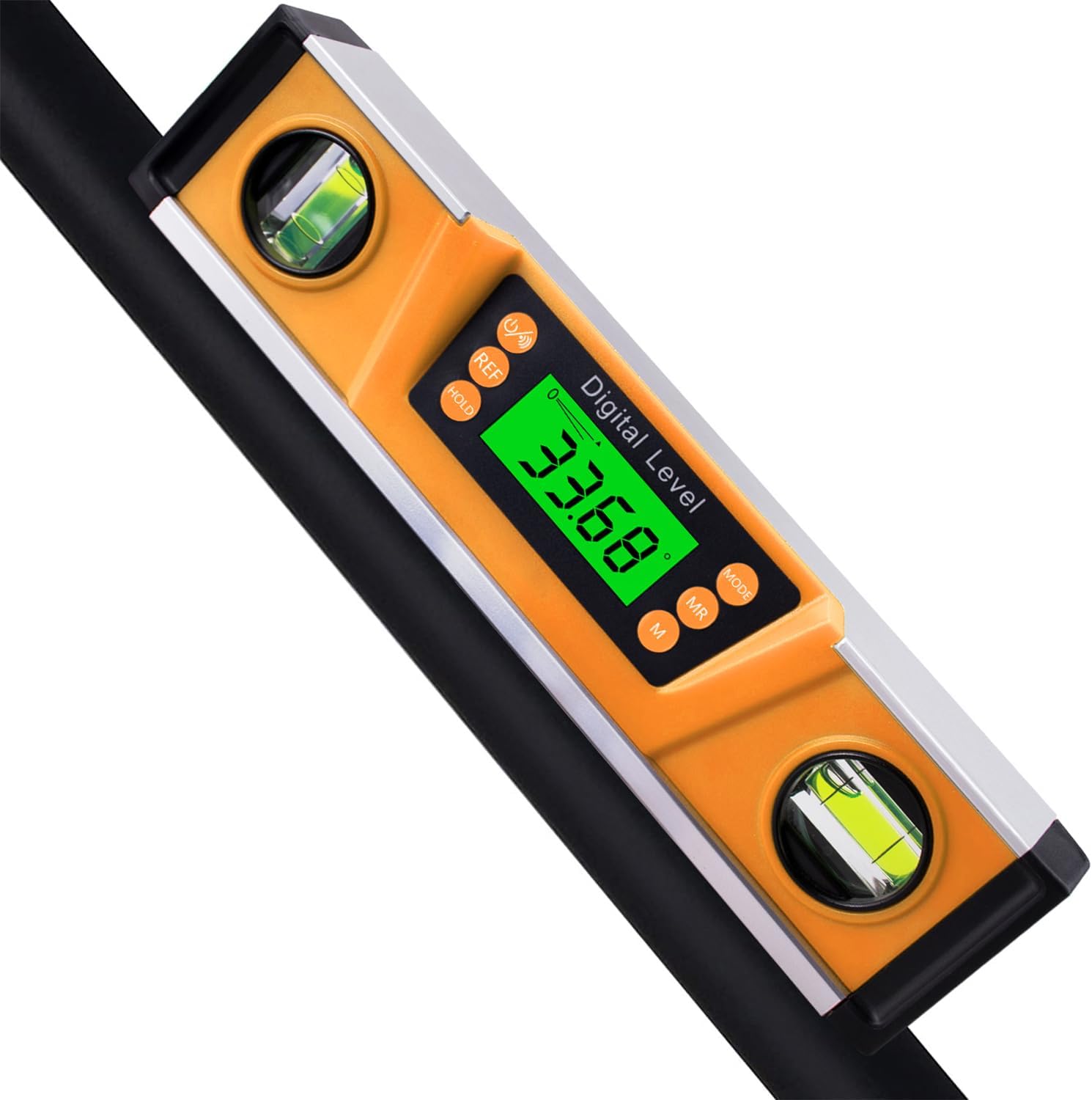 Digital Level and Protractor, 10 Inch IP54 Protected Electronic Bubble Inclinometer Angle Finder Gauge with Large LED Backlight Display & Magnetized V-Groove Base Carrying Bag Included (orange)