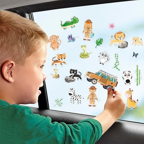 CREATIVITY Fenster-Sticker Wilde Tiere | 55+ Wiederverwendbare Tier-Sticker fürs Kinderzimmer & Auto – Safari-Deko mit Löwe, Zebra, Affe & mehr