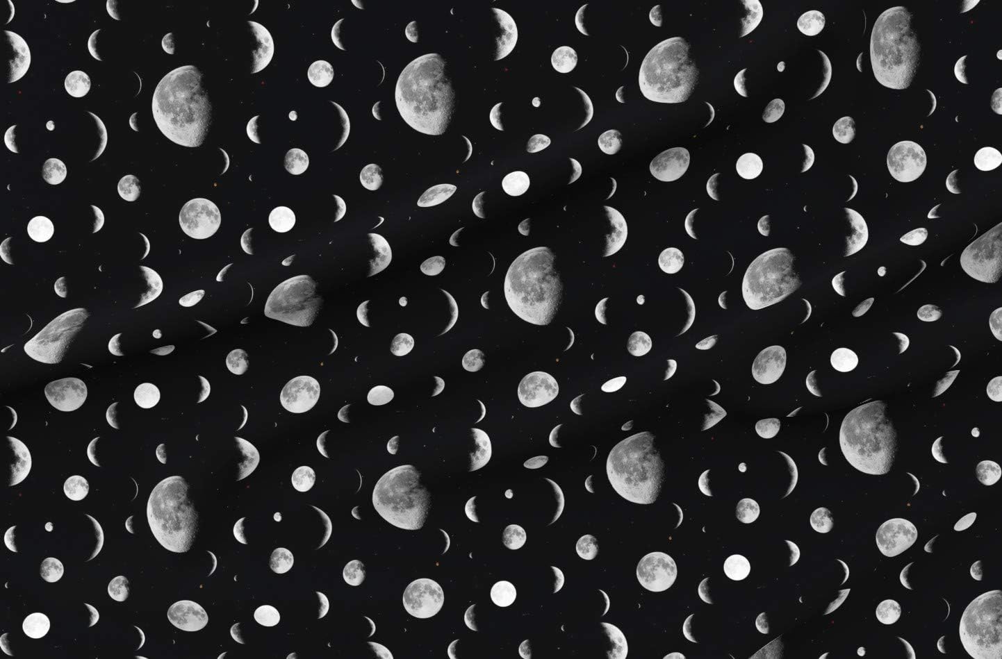 Spoonflower Fabric - Moon Astronomy Night Sky Celestial Space Printed on Polartec(R) Fleece Fabric by The Yard - Sewing Blankets Loungewear and No-Sew Projects