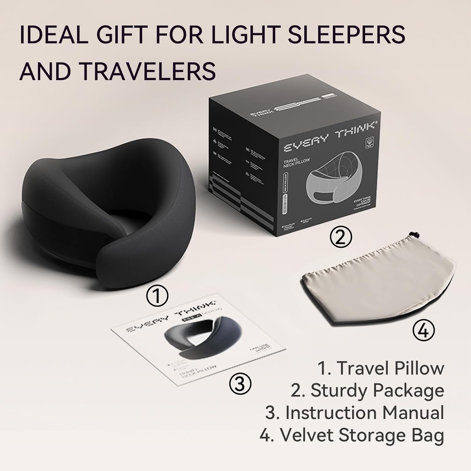 Travel Pillow - Memory Foam Neck Pillow Airplane, Neck Travel Airplane Pillow for Long Flight, Portable Travel Essentials, 360º Ergonomic Support, Machine Washable, Black - Image 7