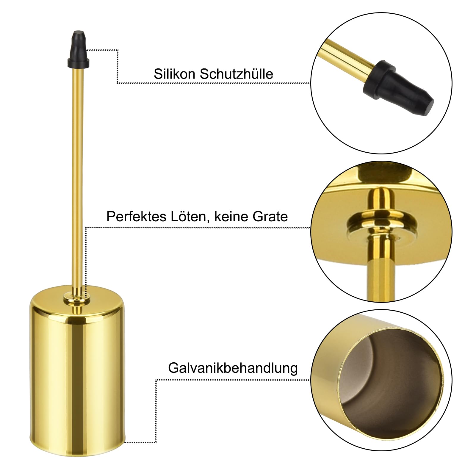 4 Kerzenhalter Für Adventskränze – Gold, Für 20-23 Mm Stabkerzen, Zum Stecken In Kränze & Deko