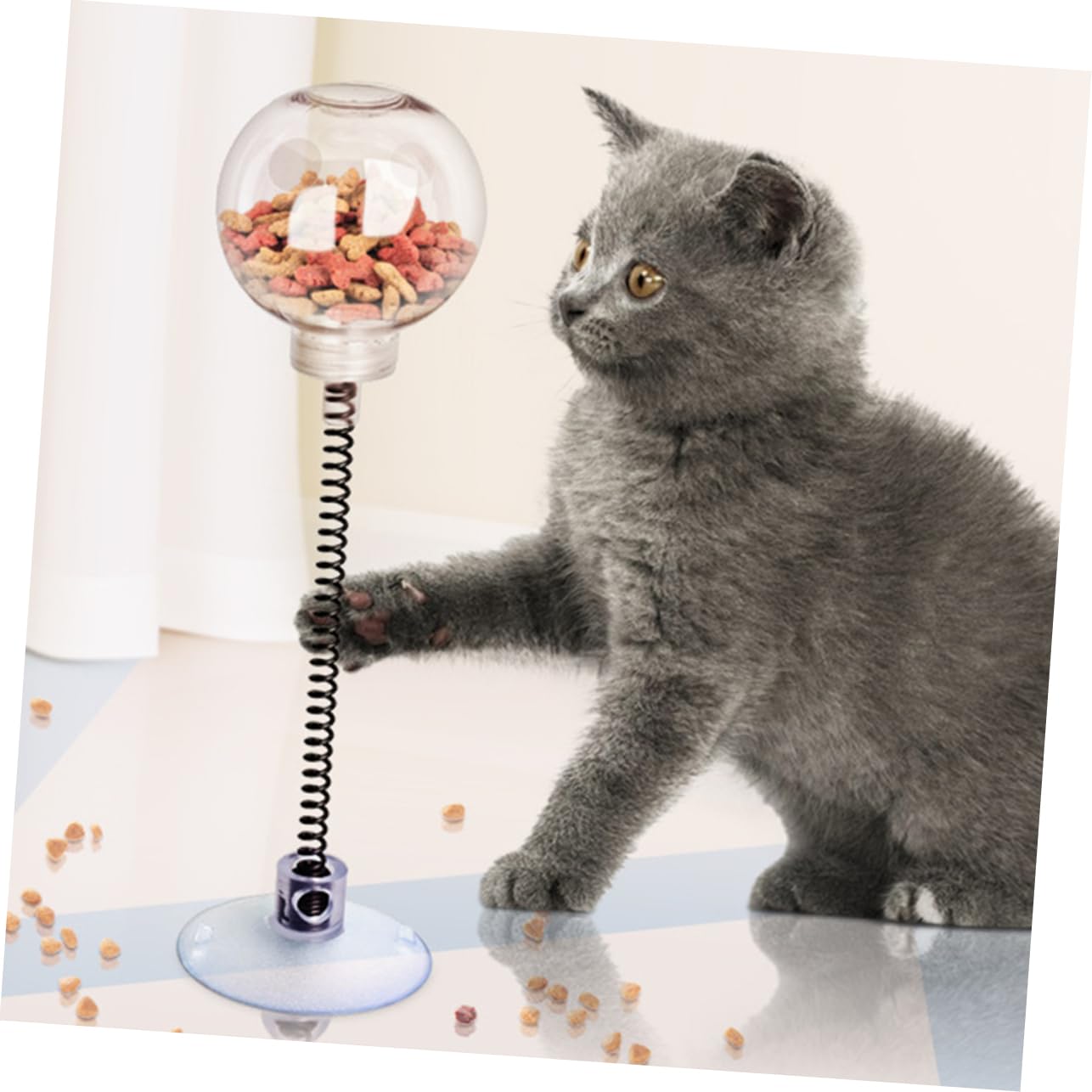 Happyyami 5 Piezas Juguete Bola con Fugas Regalo Gato Juguete para Mascotas Cat Toys Cat Food Dispenser Juguetes Juguete alimentación para Gatos Juguete autojuego Gatito Ventosa