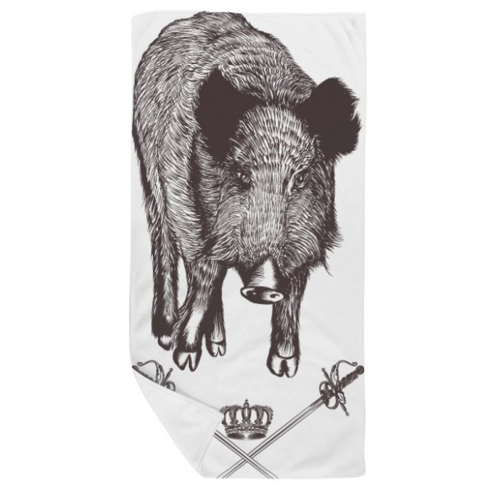 Serviette de bain sanglier épée motif baroque multicolore absorbant 35x70cm