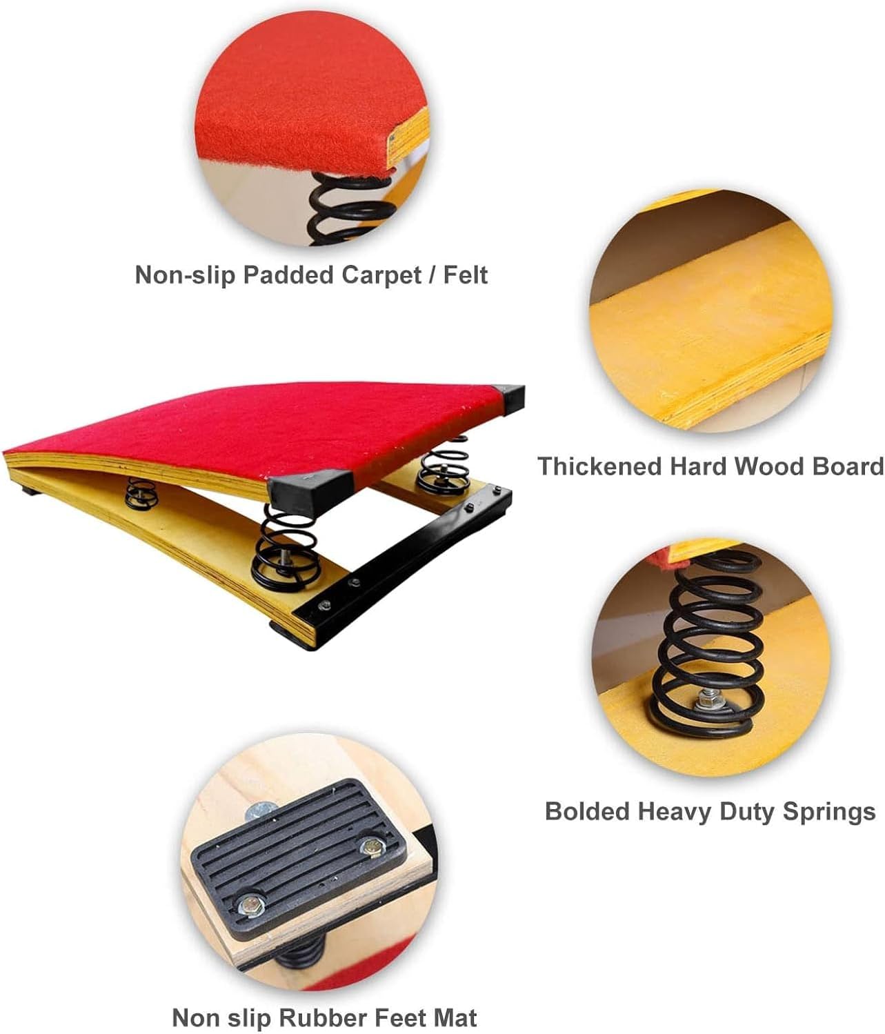 High Jump Spring Board Solid Hardwood Gymnastic Springboard Load 65 Kg Junior Gymnast Vaults Spring Floor with Comfortable Carpet Younth Gymnastics Equipment Landing practice art project assisted spri