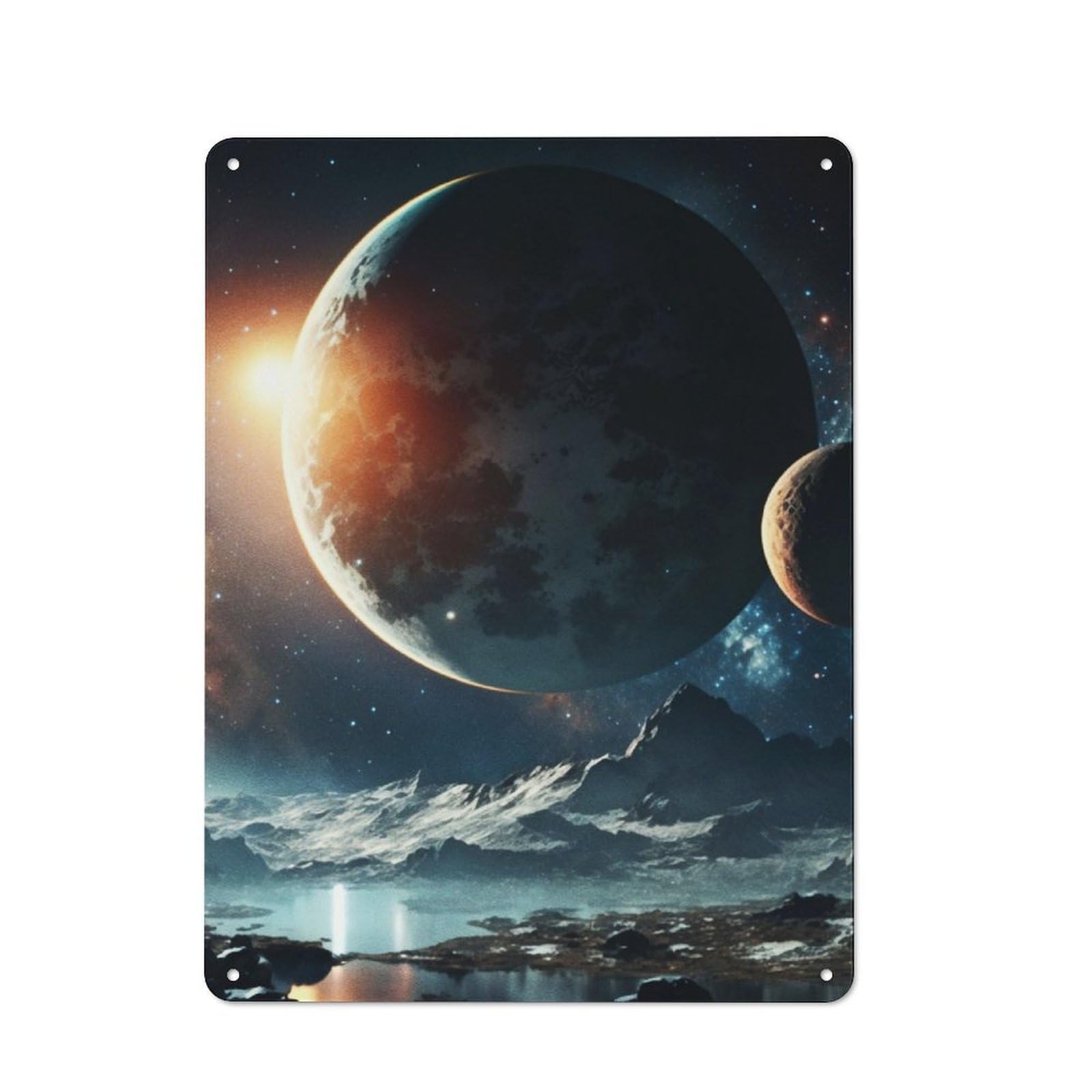 Junmoney Space Mystic Planet Tin Wall Plaque 40X30cm With For Pub Or Café, Suited To Pub Decor Enthusiasts, For Retro Home Interiors