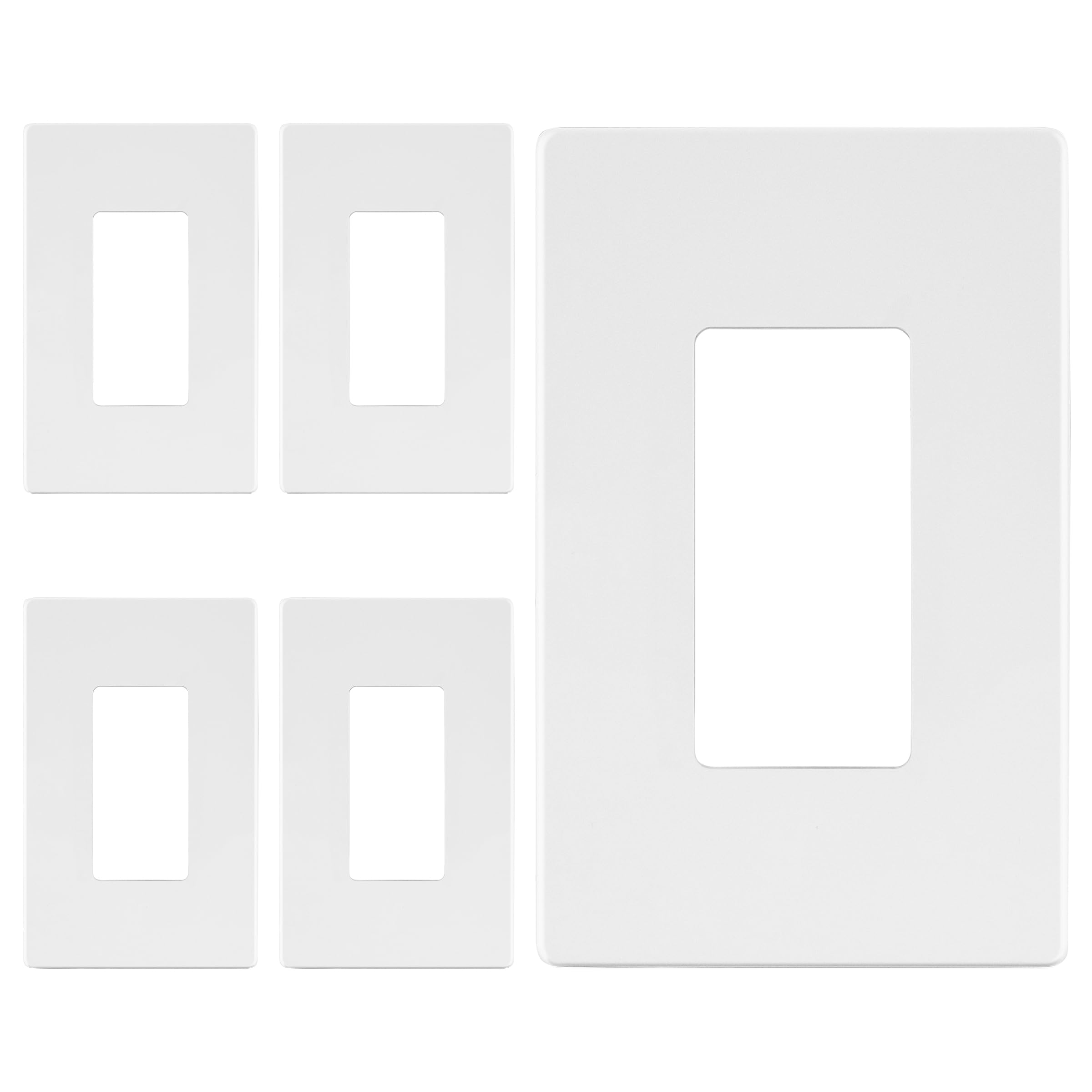 LIDER Decorator Switch Cover, Screwless Wall Plate, Matte White, 5-Pack