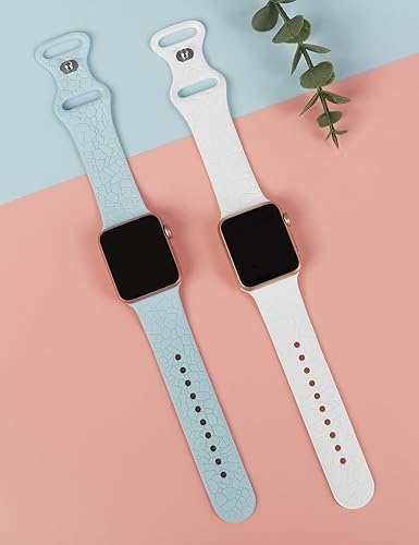 Miniatura 9 de Paquete de 2 correas de repuesto con patrón de mármol grabadas compatibles con Apple Watch Band de 1.496 pulgadas, 1.575 pulgadas, 1.614 pulgadas,