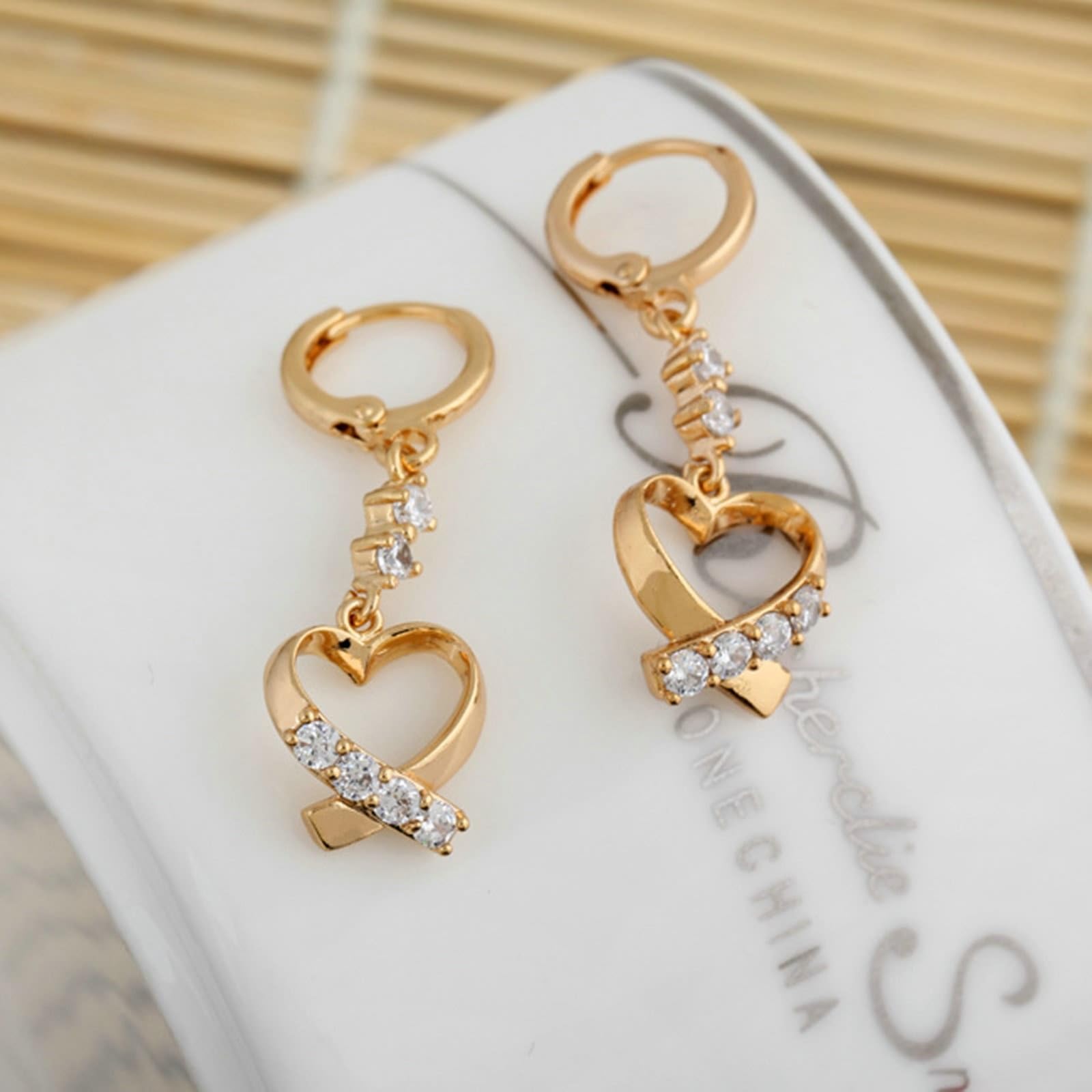 AMDXD Pendientes de oro de 9 quilates 375 para mujer, auténticos, con moissanita, oro amarillo de 9 quilates
