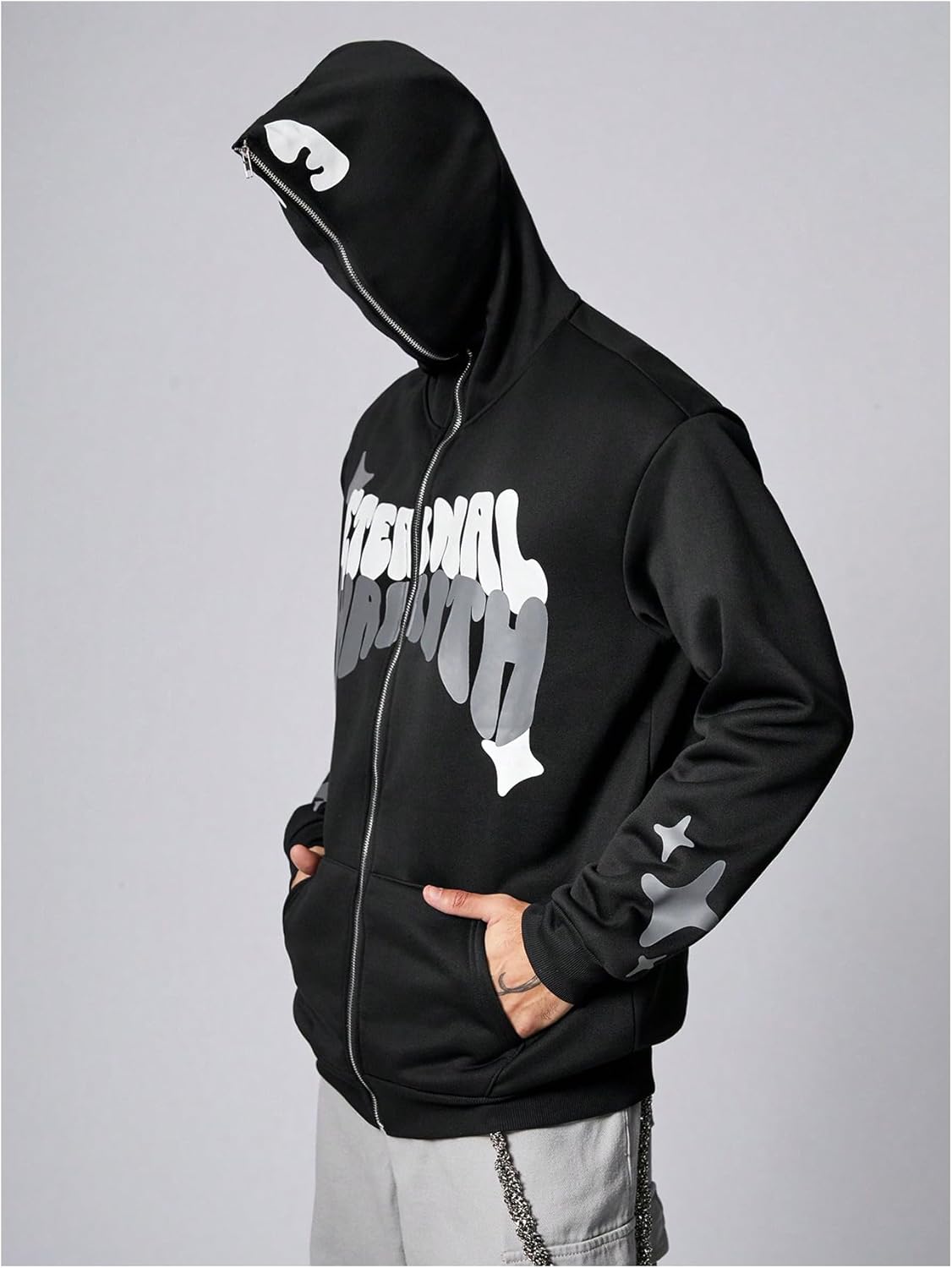 SHENHE Men's Y2k Graphic Full Zip Hoodie Star Print Streetwear Jacket Hoodie Sweatshirt - Image 5