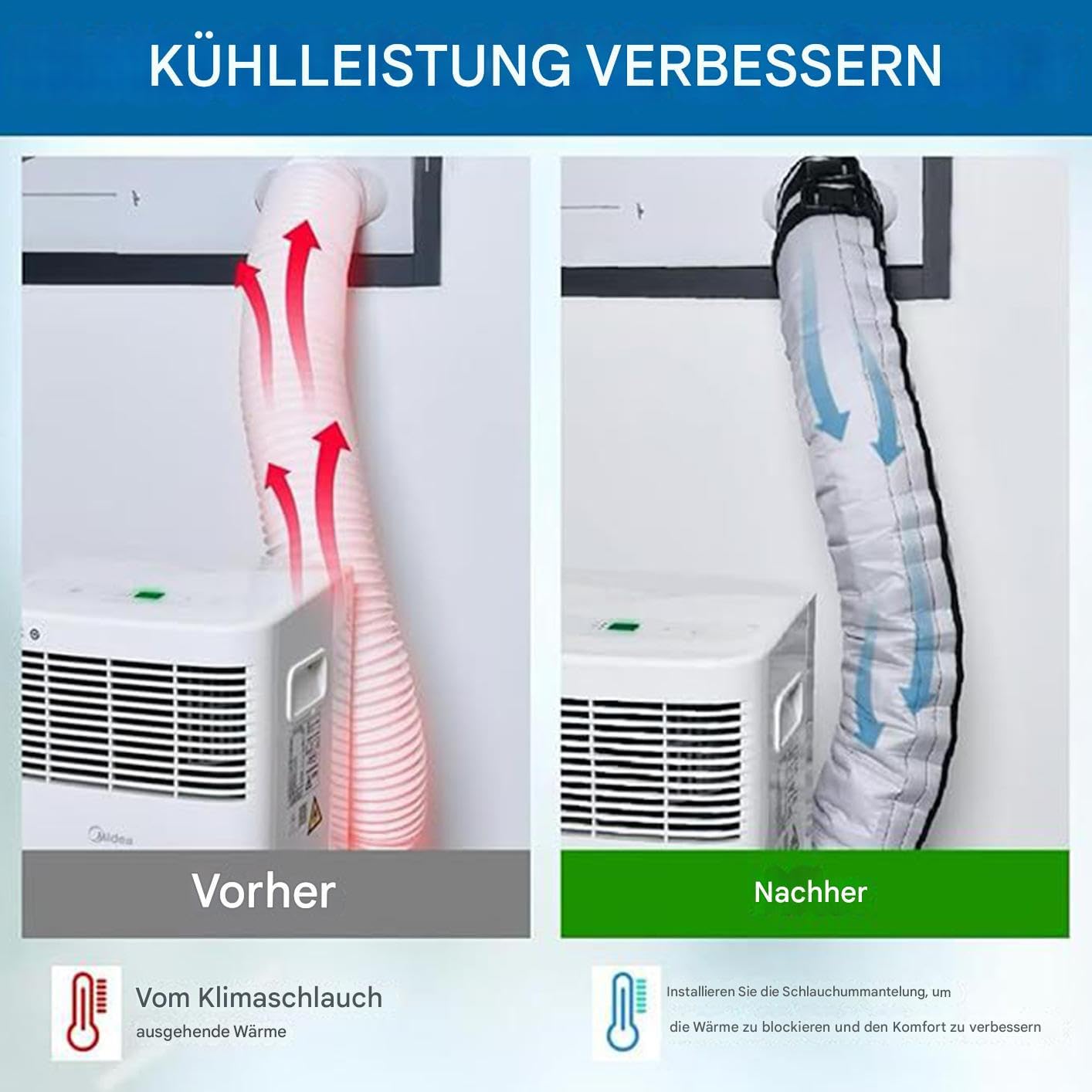 Copertura del tubo per condizionatori d'aria portatili, Climatizzatore Copertura Isolamento, Condizionatori Tubo di Scarico Isolamento Protezione per 5 Pollici E 5.9 Pollice Diametro Scarico Canale
