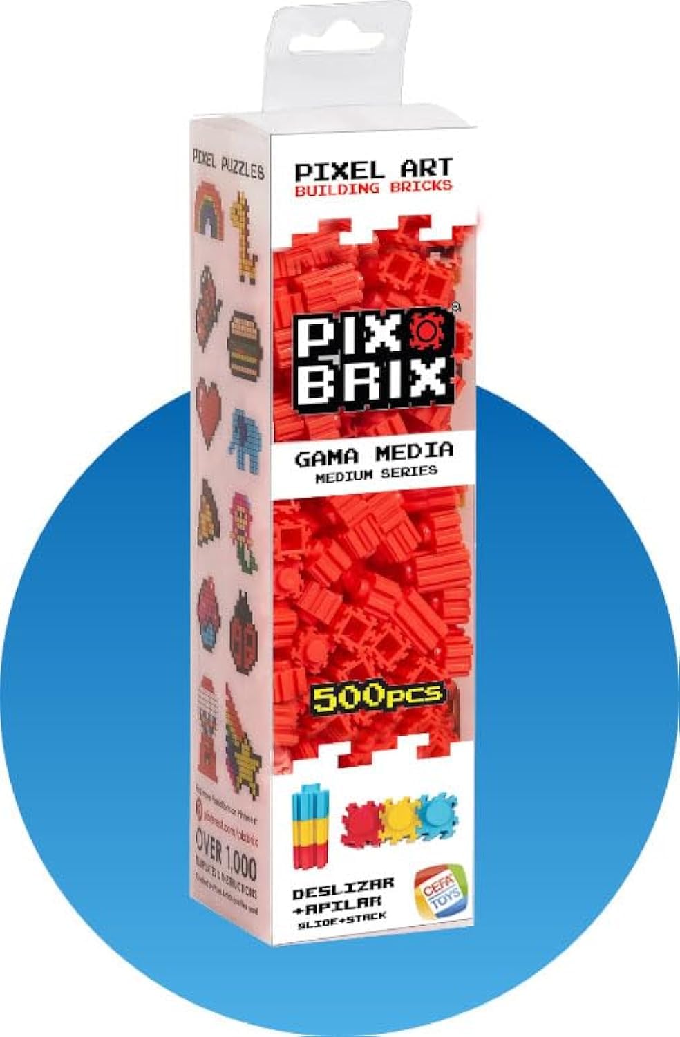 Cefa Toys - PIX BRIX Pixel Art Set, 500 Pieces, Red, Middle, Red (57002)