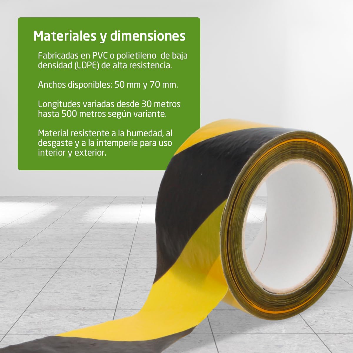 Amig - Pack de 15 Cintas de Balizamiento - Para Señalización y Advertencia de Peligro - Resistentes al Agua y Flexibles - Polietileno de Baja Densidad LDPE - 70mm x 500m - Cinta Amarillo y Negro
