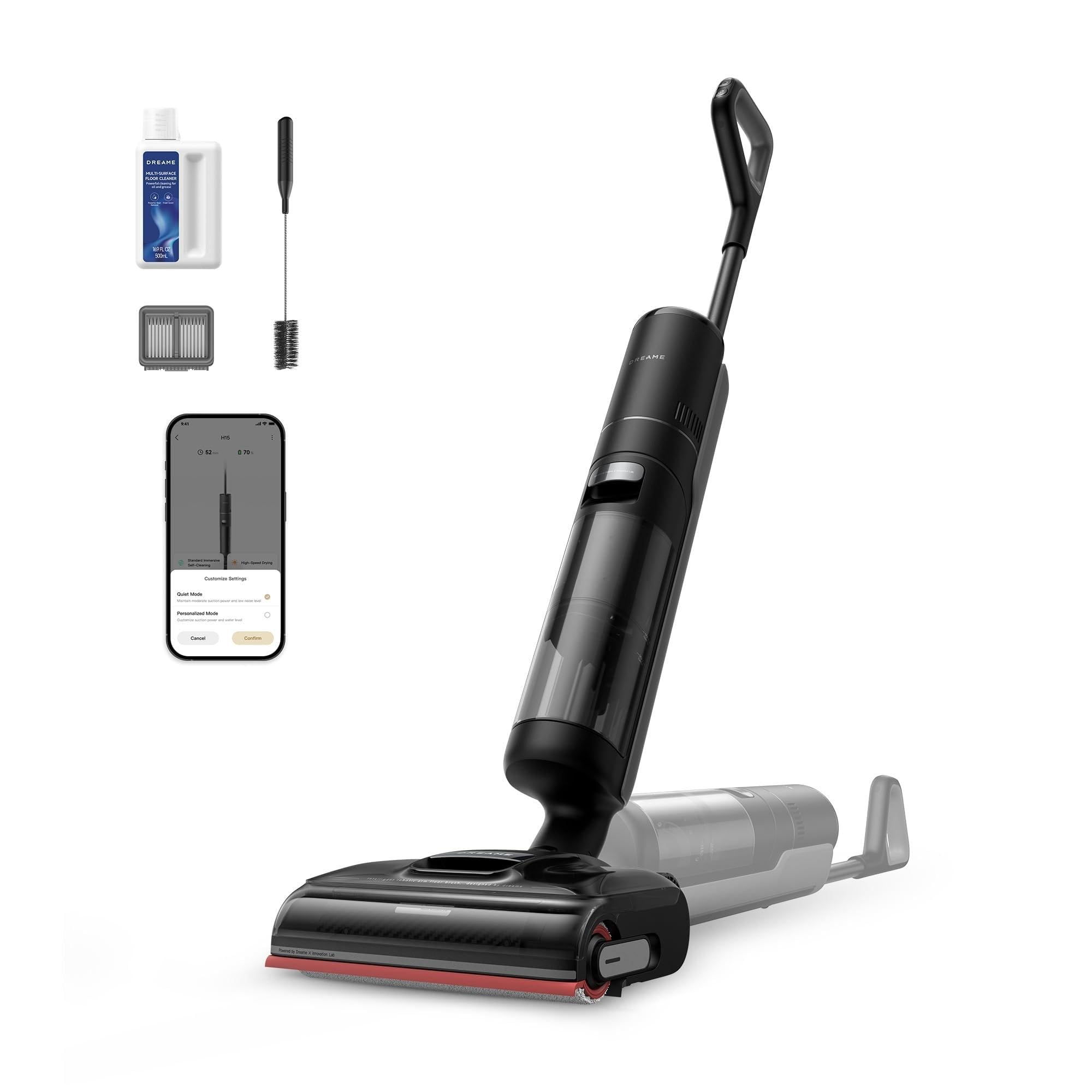 dreame H15 Cordless Wet Dry Vacuum Cleaner 21,000 Pa Suction, AI DescendReach Robotic Arm, Triple Edge,Tangle Cut Hair 180° Lie-Flat Reach, 100℃ Self-Cleanning,90℃ Quiet Drying 5min,Extended Runtime