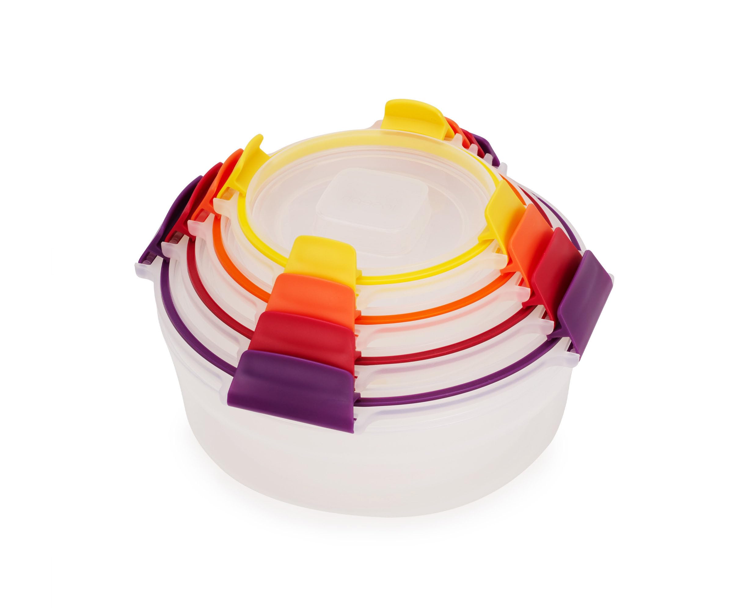 Joseph Joseph Nest Lock Runde Frischhaltedosen Kunststoff mit Deckel, 4 Stück Vorratsdosen Set, Aufbewahrungsbox & Küchen Organizer, Meal Prep Boxen, Mehrere Größen