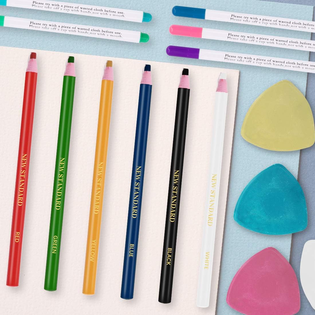 Fabric Markers For Sewing 4-Pack White Sewing Fabric Pencils - 8.75cm  Washable Markers For Quilting & Crafts Quilting Chalk Pencils Set