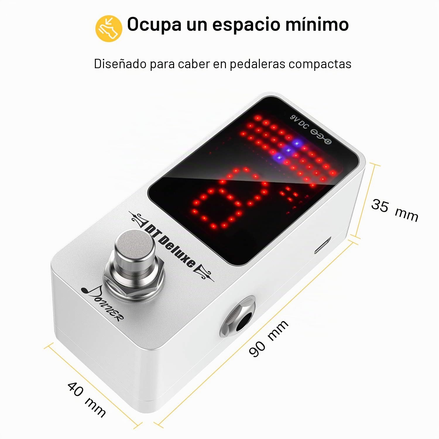 Donner DT Deluxe Pedal Afinador Guitarra Eléctrica, Precisión ± 1 Cent, Deluxe LED display Guitar Tuner Pedal True Bypass