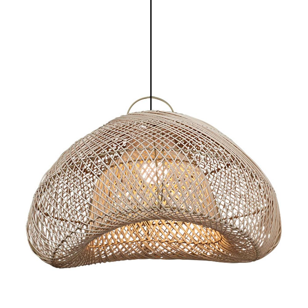 AYQJMD 1 Light Rattan Pendant Light Fixtures with Woven Shade Wicker Hanging Chandelier Coastal Large Farmhouse Bamboo Pendant Lighting for Indoor Living Room, Bedroom, Dining Room, Kitchen Island