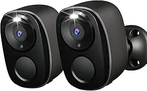 2Pack Security Cameras Outdoor Wireless, Battery Powered Wire-Free Spotlight Camera, 2K QHD Video, 2 Way Audio, AI Motion Detection, Color Night Vision, Cloud/SD(up to 256G), Compatible with Alexa