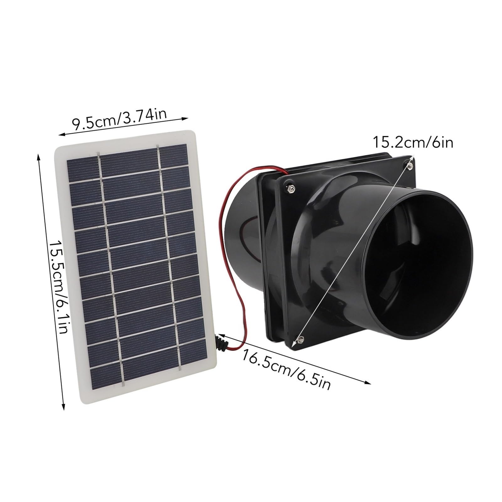 Extractor De Aire Solar For Tubo Redondo, Panel ABS, Kit Ventilación For Casa Mascotas, Gallinero, RV, Invernadero, 10 W, 12 V Enfriamiento RáPido
