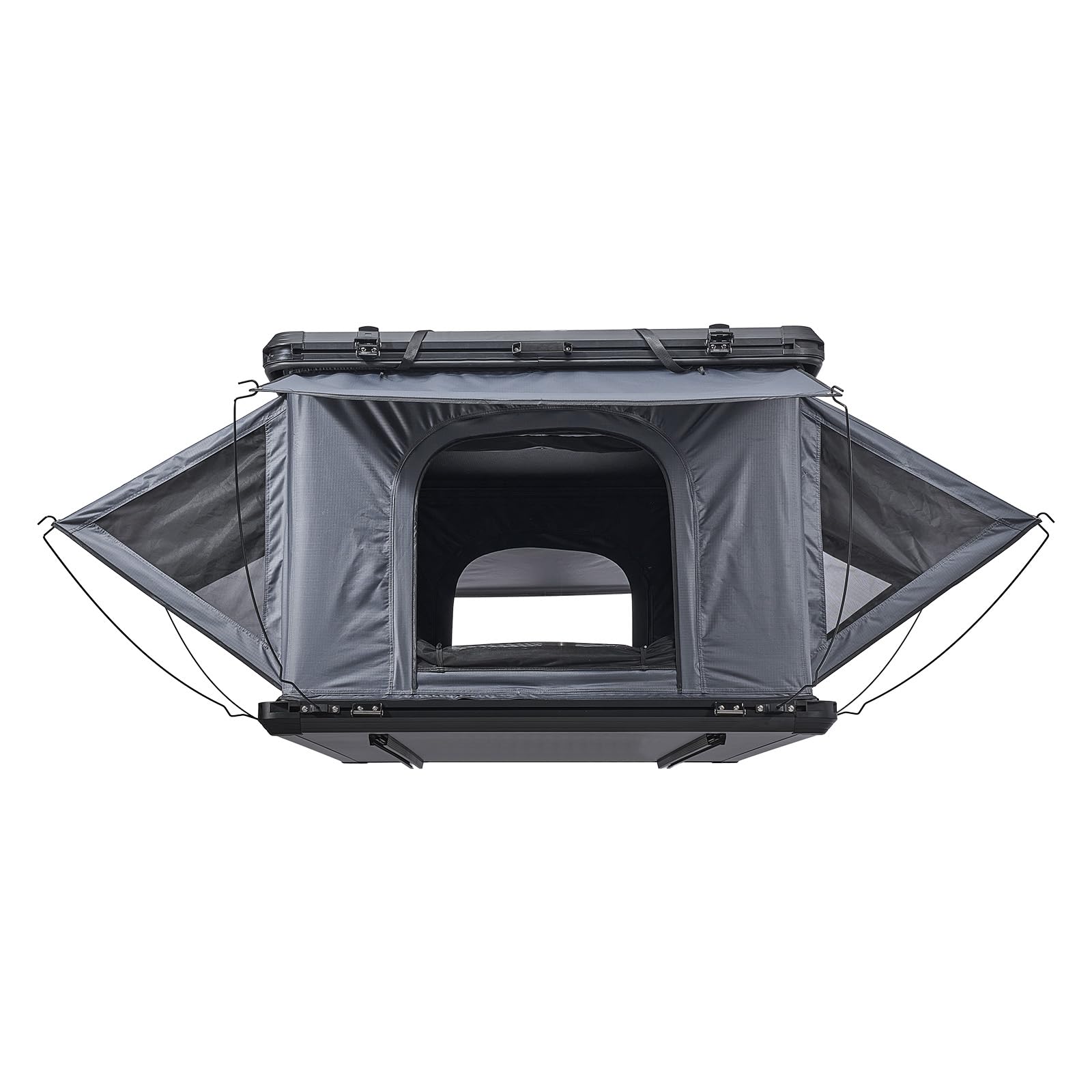 VEVOR Tente de Toit pour Voiture, Tente de Toit à Coque Rigide pour 2-3 Personnes, pour Camping Caravane SUV, en Alu, avec Éclairage LED Tricolore, Matelas Épais et 2 Fenêtres, Étanche et Coupe-Vent