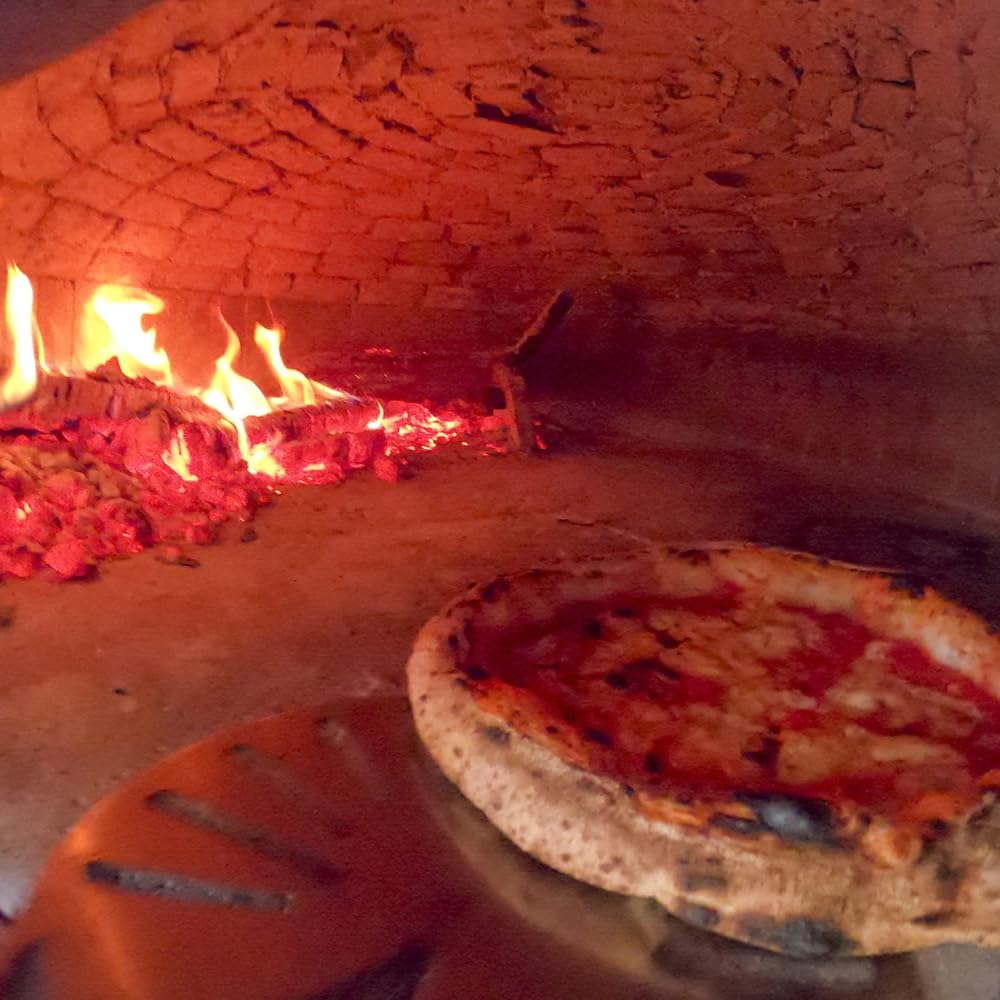 FORTUNATO Forno A Legna Mosaico, Diametro 120 Cm, Per 5 Pizze Wave Beige, Con Base e Predisposizione Barbecue