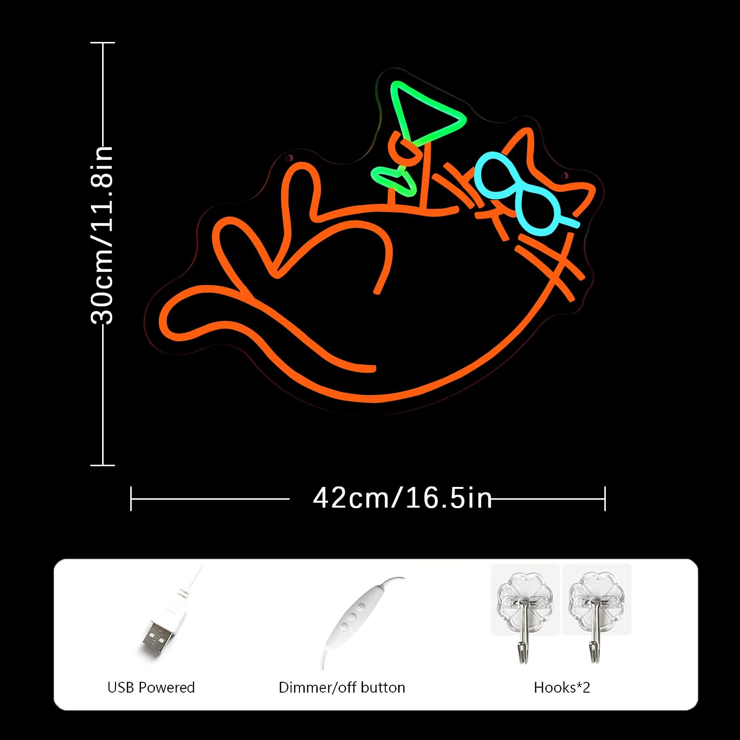 LMSIGNLY Cat Martini Neon Sign for Wall Decor Bar Neon Light Red Cat with Glasses Drink Beer LED Sign Dimmiable LED Neon Light Sign for Bar Kidsroom Business Bedroom Game Room - Image 3