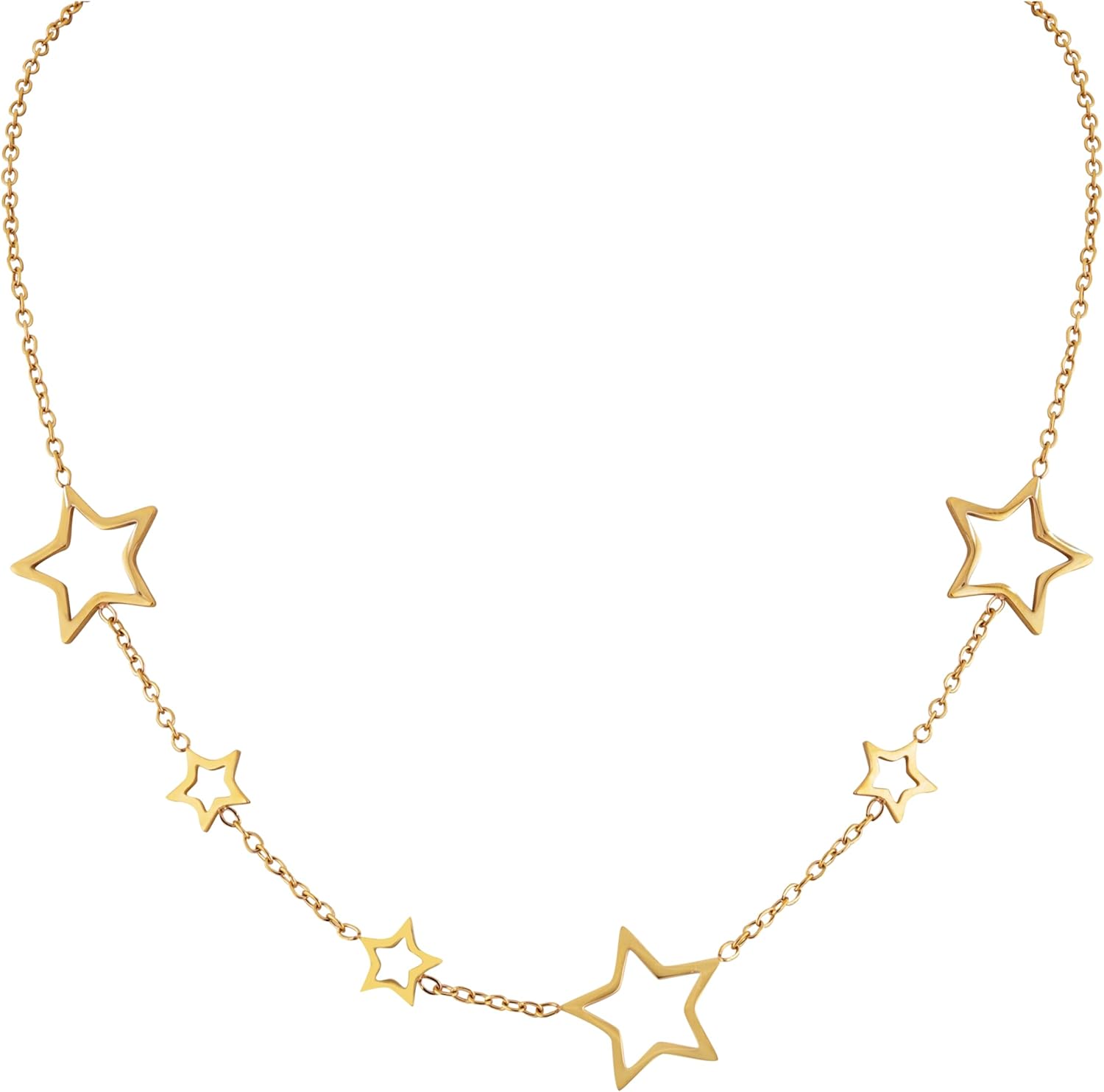 MINACHI Star Necklace, Hollow Star Dainty Chain Choker Necklace, Trendy Minimalist Jewelry Gift for Women