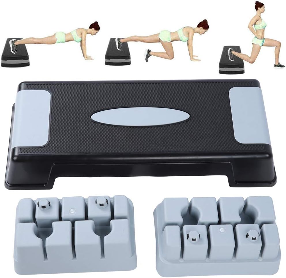 Adjustable Aerobic Stepper | 4 - Level Height for Full Body Workout | Secure Grip Exercise Step Platform for Home/Office/Gym | Strengthen Muscles & Burn Calories with PP