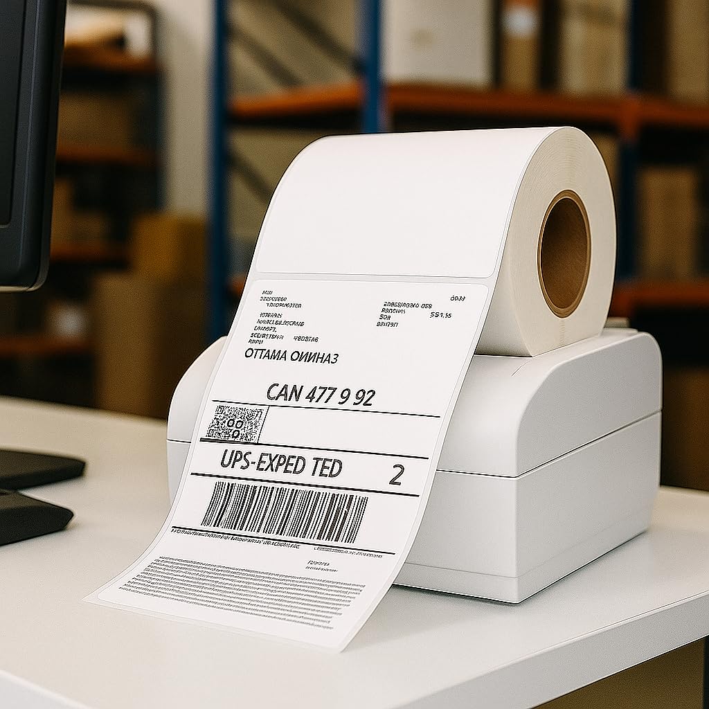 Lot de 1500 étiquettes d'expédition thermiques directes de 10,2 x 15,2 cm, avec 500 étiquettes d'expédition perforées par rouleau, compatibles avec Ebay, Amazon, UPS et autres entreprises de