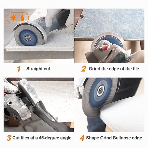 Miniatura 4 de BRSCHNITT - Hoja de sierra para azulejos de porcelana de diamante, disco de pulido de corte de diamante súper fino de 4.5 pulgadas con dientes en X