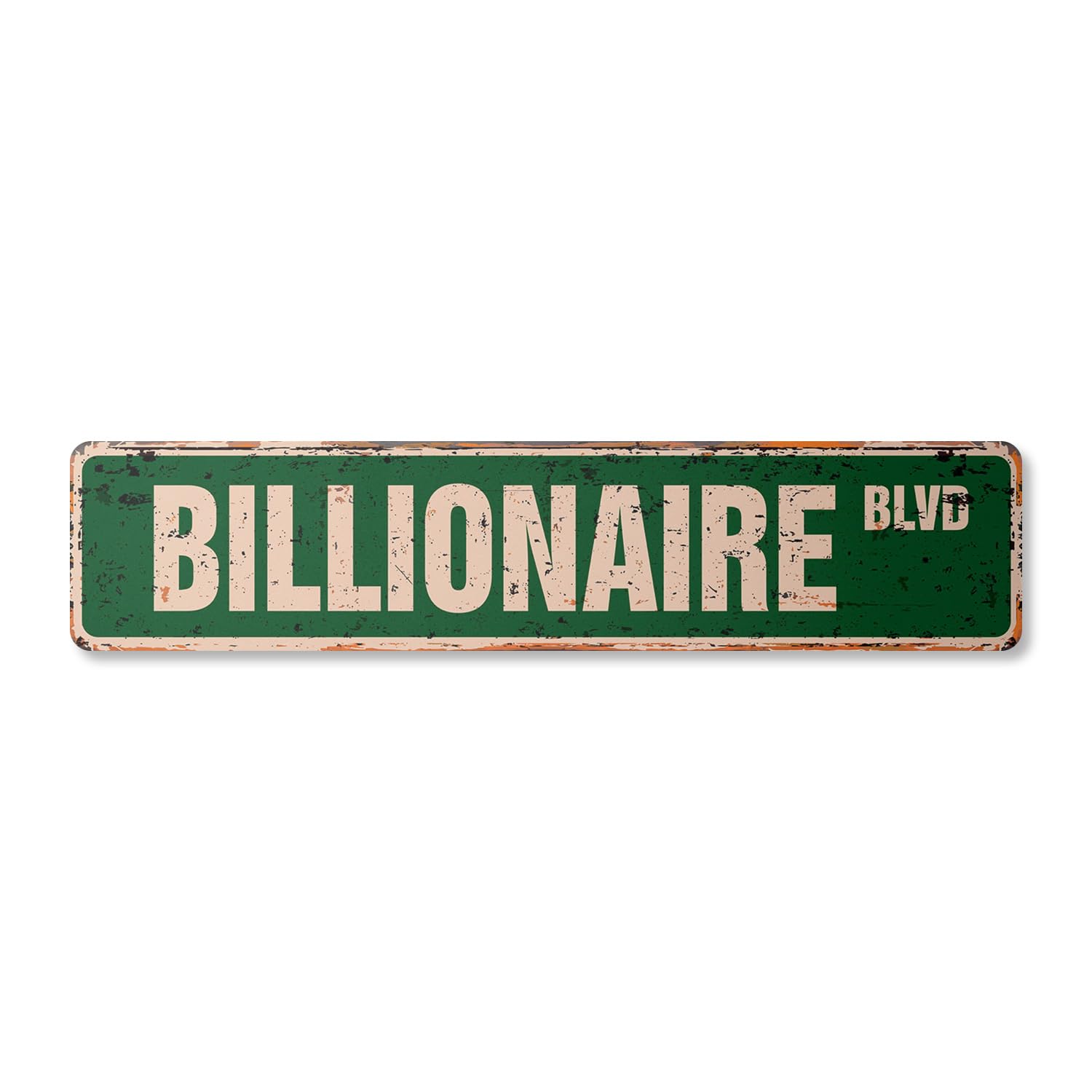 Billionaire Vintage Aluminum Street Sign Millionaire Money $ Metal Sign Rich Rustic Metal tin | Indoor/Outdoor | 24" Wide