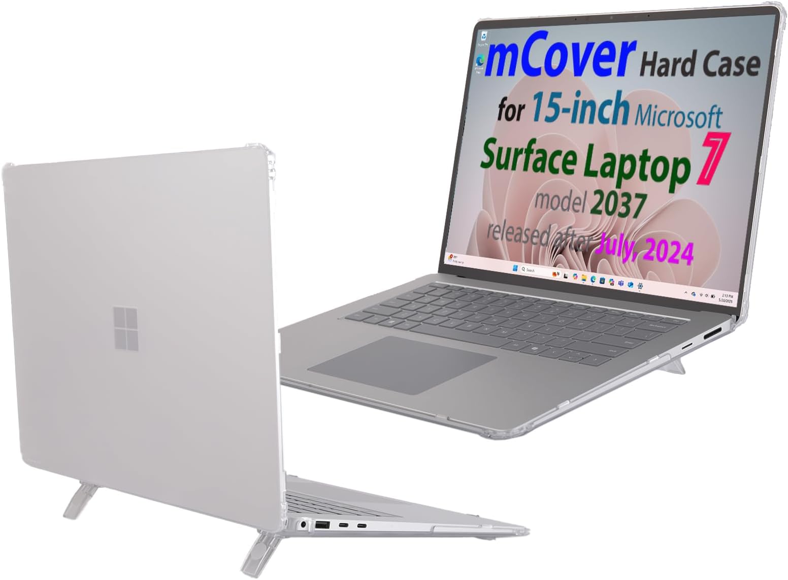Case ONLY Compatible for 2024+ 15" Microsoft Surface Laptop 7 (Model# 2037) Windows PC with ARM CPU and AI-Powered Copilot+ (NOT Fitting Other Surface Models) - Clear