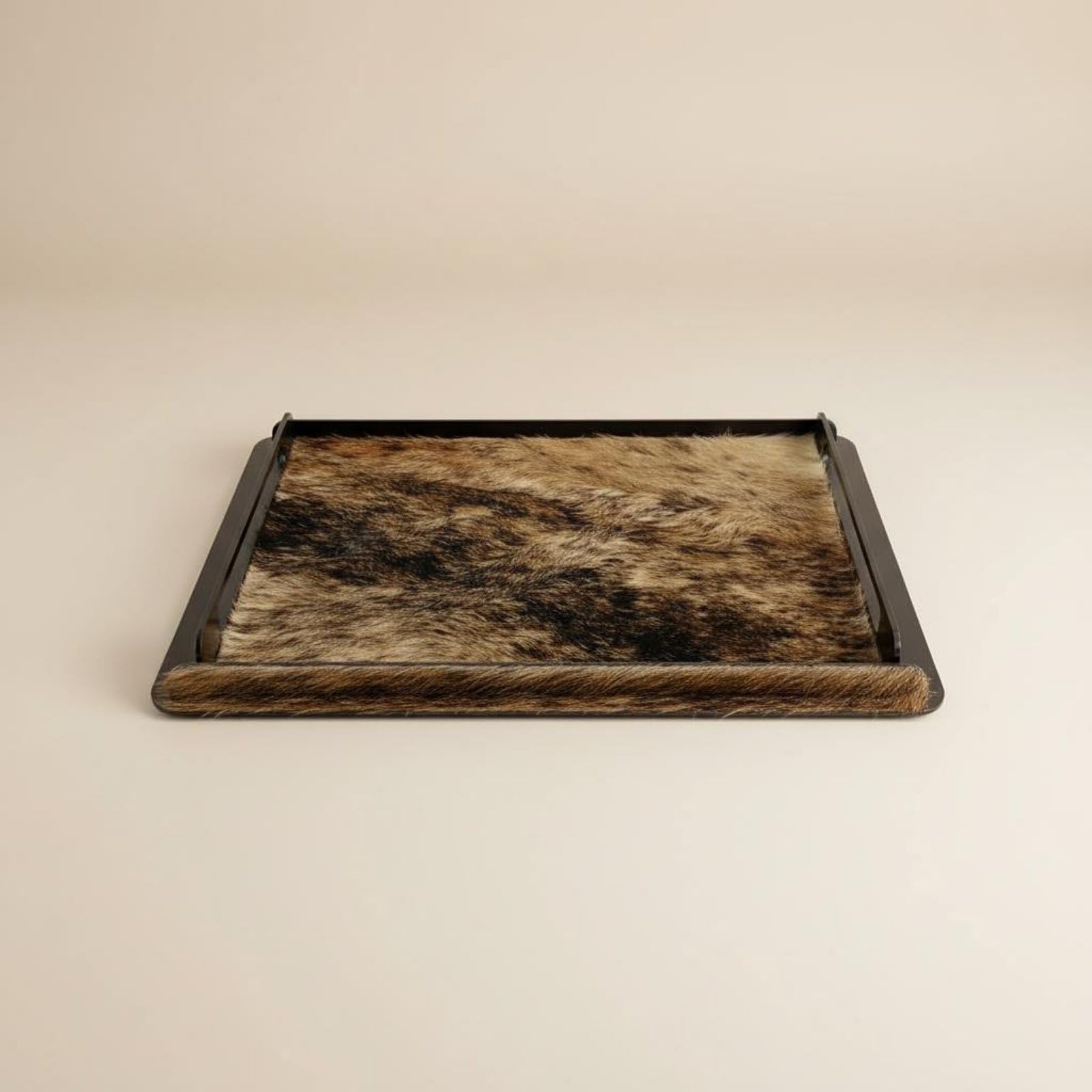 Bandeja Decorativa Bandeja Auxiliar Bandeja para Joyas Bandeja Organizadora con Base de Acero Inoxidable y Superficie Decorativa Estilo Contemporáneo, Cuero Marrón