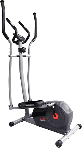 Miniatura 8 de Sunny Health & Fitness Máquina elíptica magnética con monitor de rendimiento LCD, sensor de pulso, estabilizadores de piso, bajo impacto,