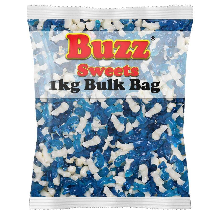 BuzzSweet's Baby Dolphin Sweets | Classic Retro Sweets | Sour Gummy Bears | Dairy Free Sweets | 1kg Bulk Bag