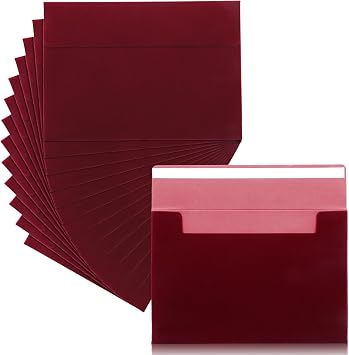 Affrolling 12 Pcs Burgundy Velvet Envelopes 5x7 A7 Self Adhesive Wedding | Soft Velvety Surface, Rectangle Design for Wedding Invitations, Thank You Notes, Greeting Cards, Gift Mailing, Vintage