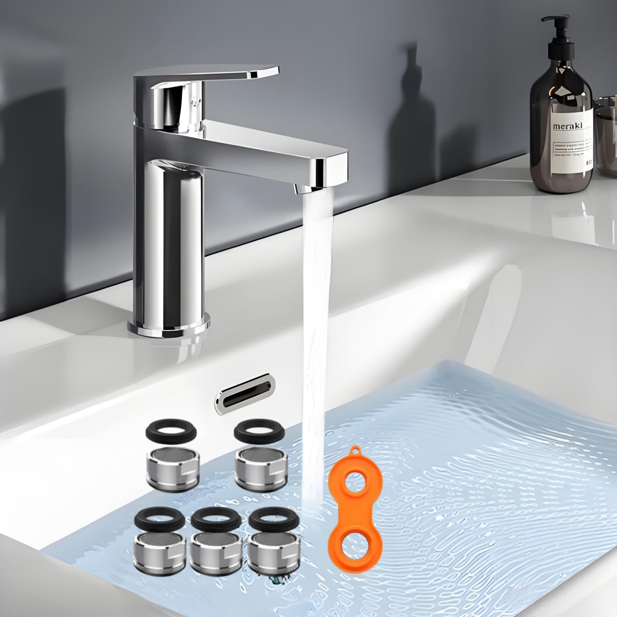 ShaMyiuCnz 5 Pcs M24 Tap Aerator Replacement Part Faucet Tap Aerators Kitchen Bathroom Faucet Filter Tap Thread Nozzle with Gaskets and Faucet Aerator Wrench - Image 3